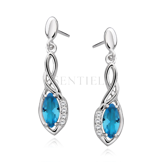 Silver (925) earrings with aquamarine zirconia