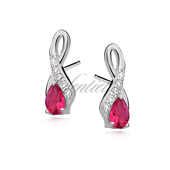 Silver (925) earrings with ruby zirconia