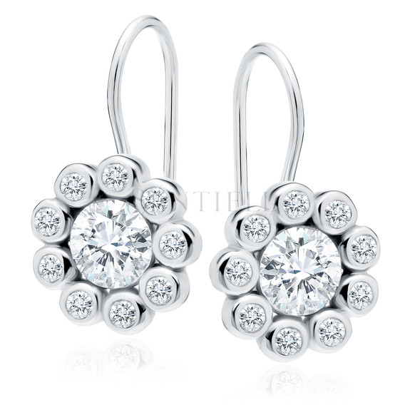 Silver (925) earrings with white zirconia