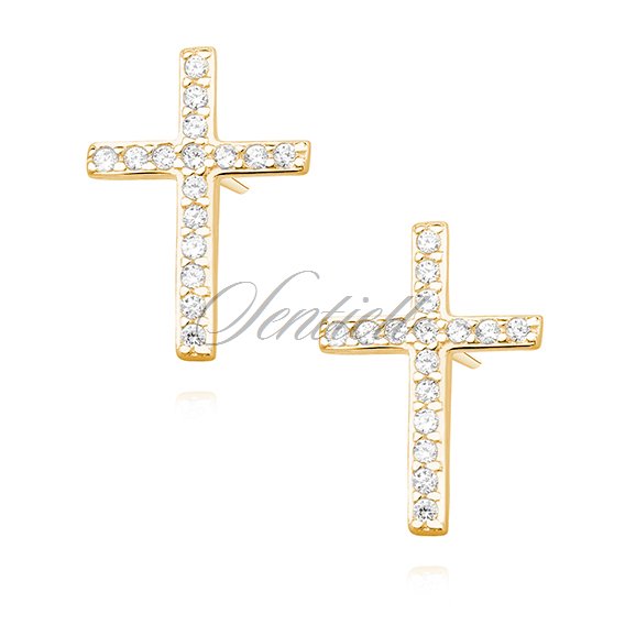 Silver (925) earrings with zirconia - crosses