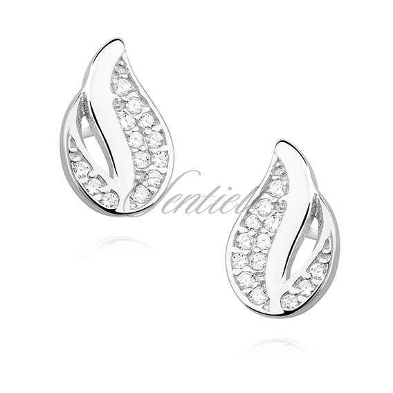 Silver (925) elegant earrings - flame with zirconia