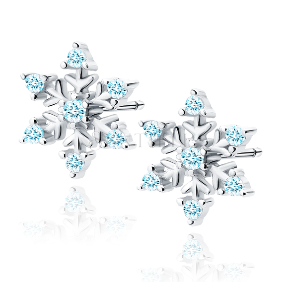 Silver (925) elegant earrings - snowflakes with zirconias