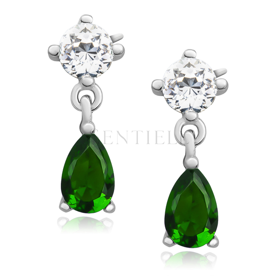 Silver (925) elegant earrings with emerald zirconia