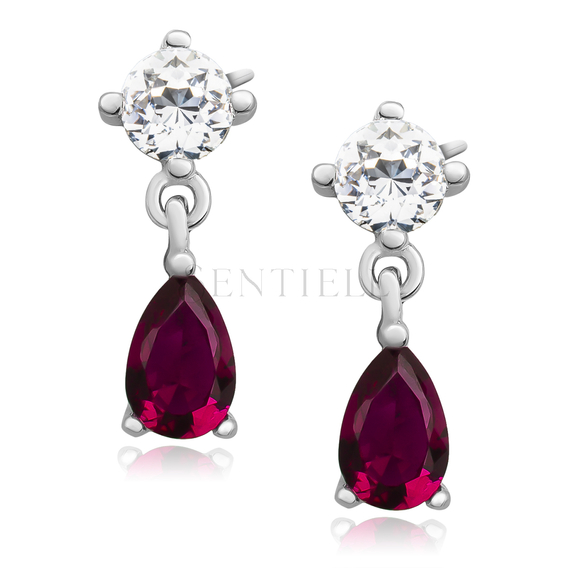 Silver (925) elegant earrings with ruby zirconia