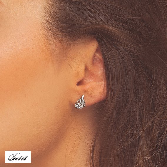 Silver (925) elegant earrings with zirconia