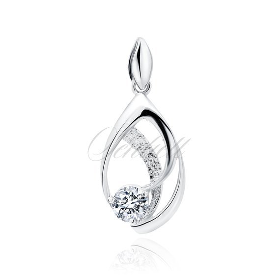 Silver (925) elegant pendant with white zirconia