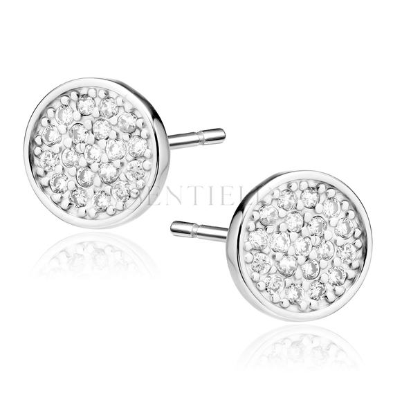 Silver (925) elegant round earrings with zirconia