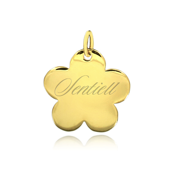 Silver (925) flat charm for bracelets  - gold plated flower