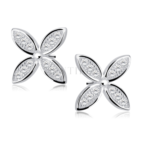 Silver (925) flowers earrings with zirconia