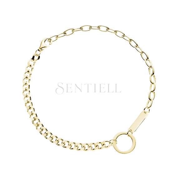 Silver (925) gold-plate bracelet - circle and plate on two types of chain