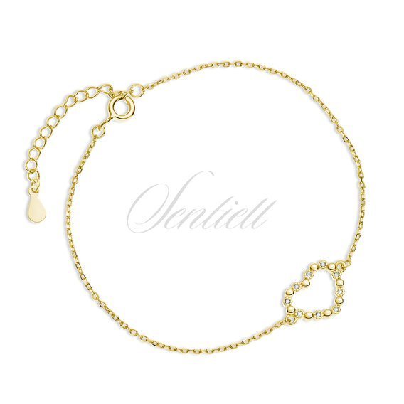Silver (925) gold-plated bracelet - heart with zirconias