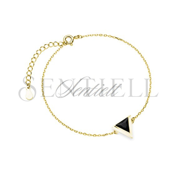 Silver (925) gold-plated bracelet - triangle with black zirconia