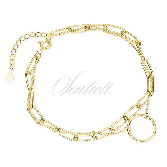 Silver (925) gold-plated double chain bracelet with circle