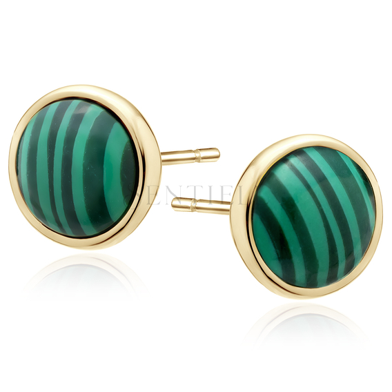 Silver (925) gold-plated earings with malachite