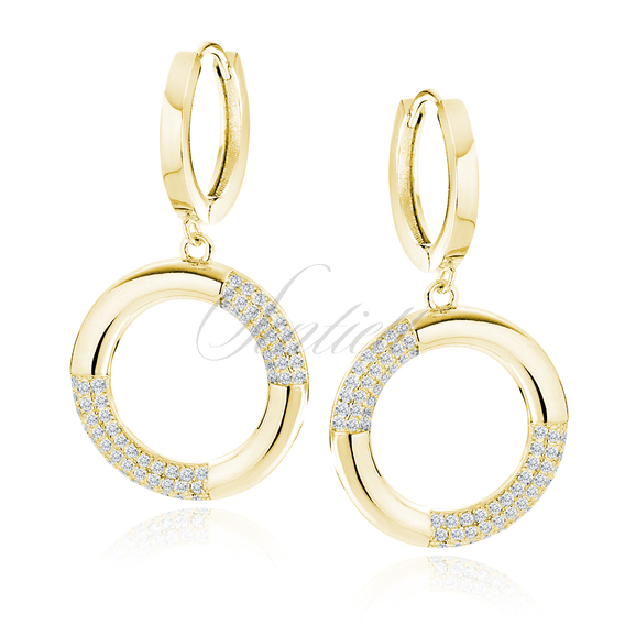 Silver (925) gold-plated earrings circles with white zirconias