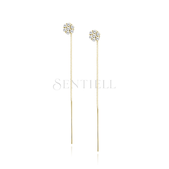 Silver (925) gold-plated earrings - flower with white zirocnias