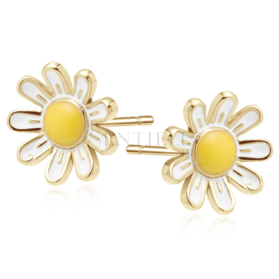 Silver (925) gold-plated earrings flowers - daisies