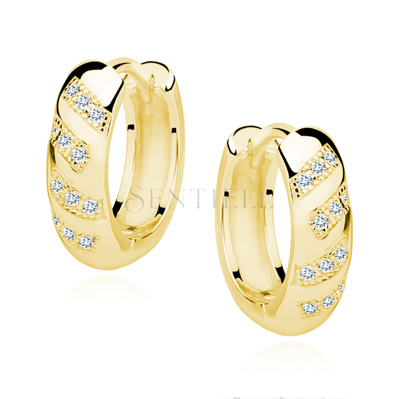 Silver (925) gold-plated earrings hoop with zirconias