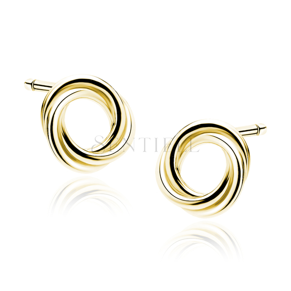 Silver (925) gold-plated earrings - intertwined circles