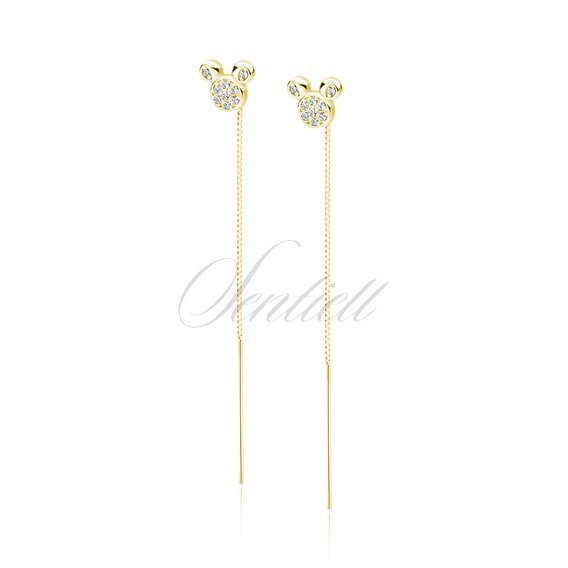Silver (925) gold-plated earrings mouse with white zirconias