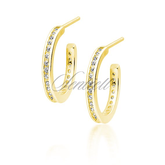 Silver (925) gold-plated earrings open hoop with white zirconias