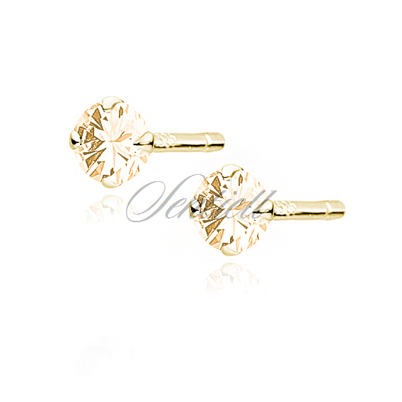 Silver (925) gold-plated earrings round zirconia diameter 3mm