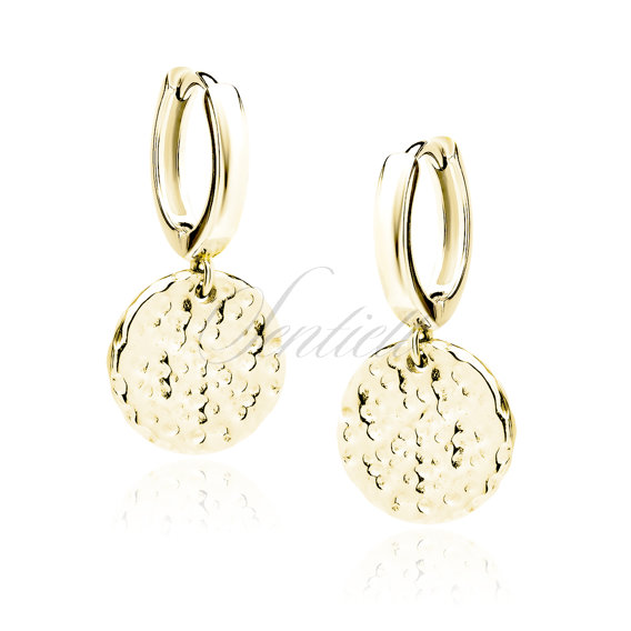 Silver (925) gold-plated earrings - textured round plate