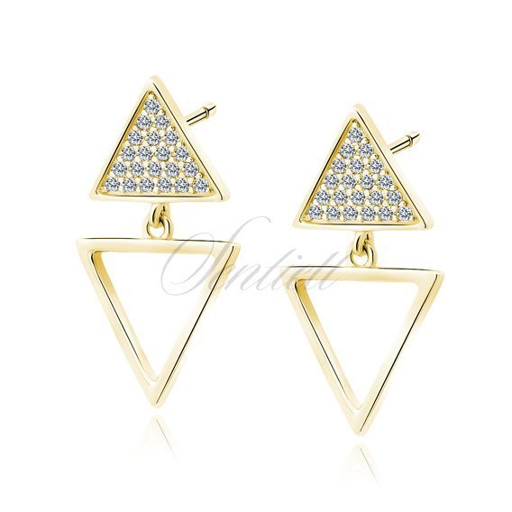 Silver (925) gold-plated earrings triangles with zirconias