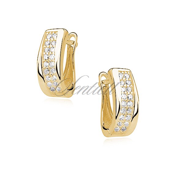 Silver (925) gold-plated earrings white zirconia
