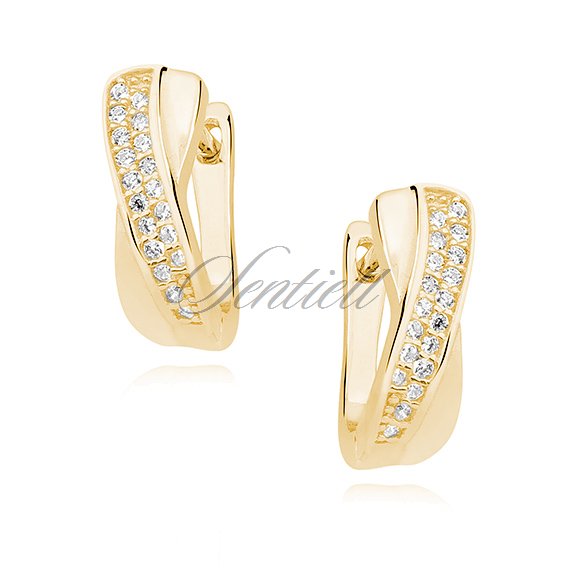 Silver (925) gold-plated earrings white zirconia
