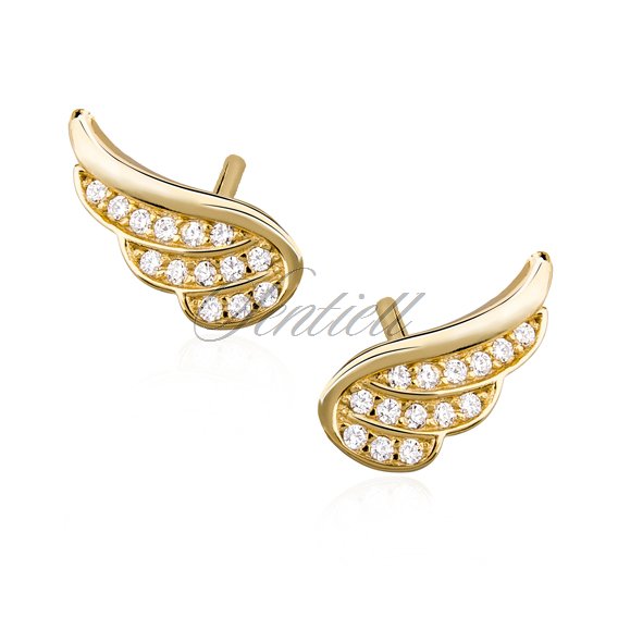 Silver (925) gold-plated earrings - wings with zirconia