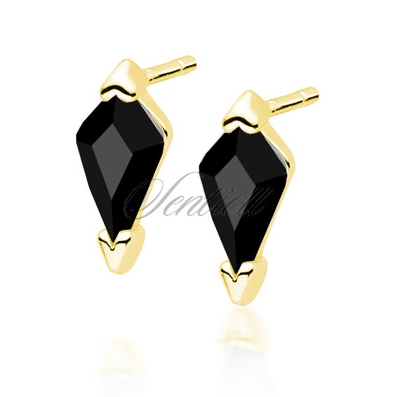 Silver (925) gold-plated earrings with black zirconias