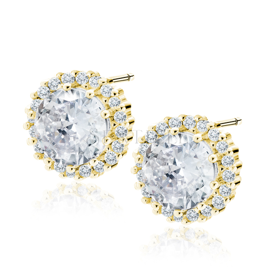 Silver (925) gold-plated earrings with white zirconias