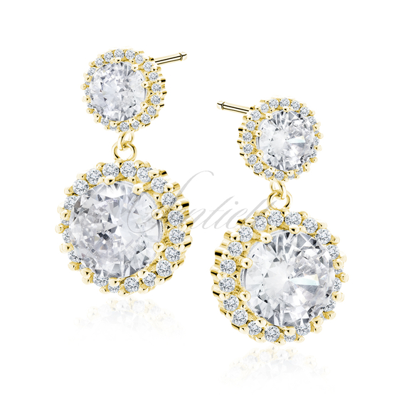 Silver (925) gold-plated earrings with white zirconias