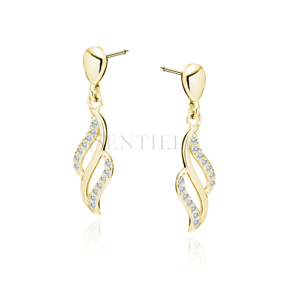 Silver (925) gold-plated earrings with white zirconias