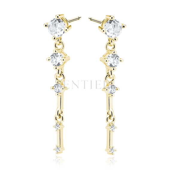 Silver (925) gold-plated earrings with white zirconias