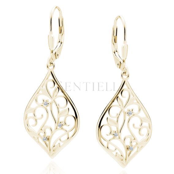 Silver (925) gold-plated earrings with white zirconias