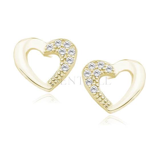 Silver (925) gold-plated heart earrings with zirconia