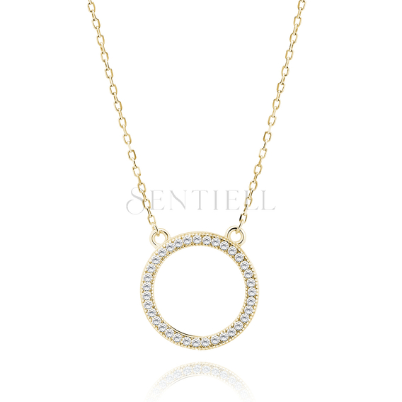 Silver (925) gold-plated necklace - circle with white zirconias