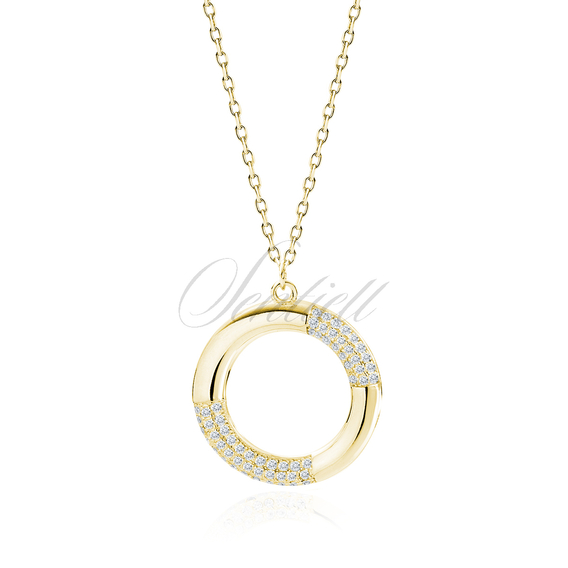 Silver (925) gold-plated necklace circle with white zirconias