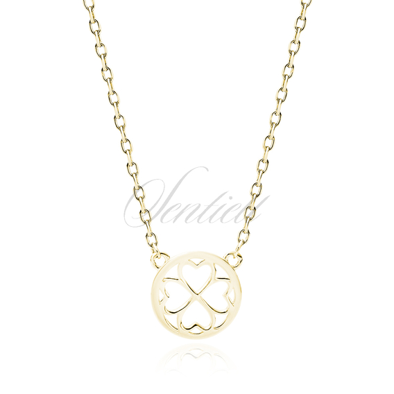 Silver (925) gold-plated necklace - clover / hearts in a circle