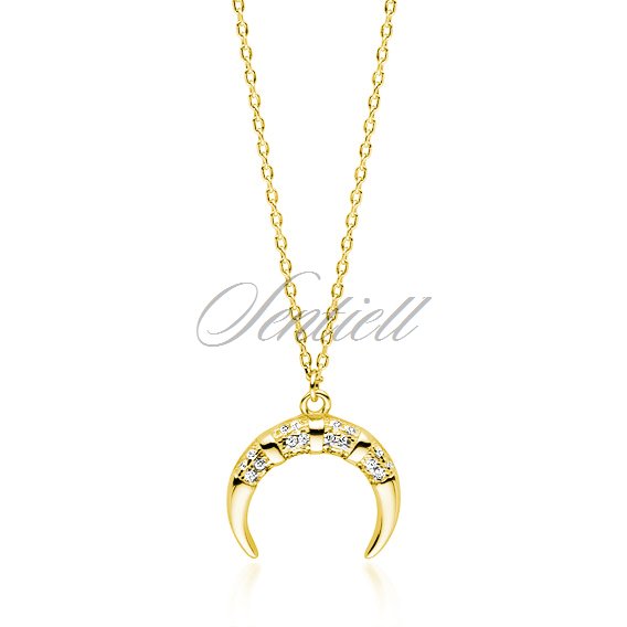 Silver (925) gold-plated necklace - crescent with zirconias