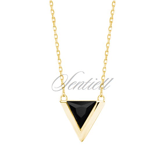 Silver (925) gold-plated necklace - triangle with black zirconia