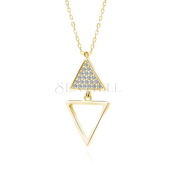 Silver (925) gold-plated necklace - triangles with zirconias