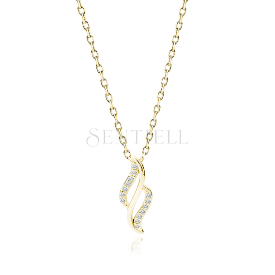 Silver (925) gold-plated necklace with white zirconias