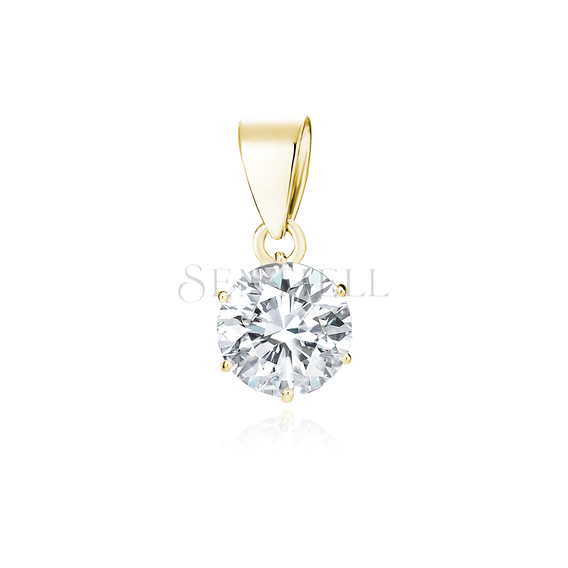 Silver (925) gold-plated pendant round white zirconia diameter - 6mm