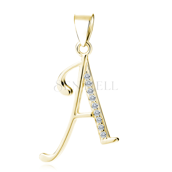 Silver (925) gold-plated pendant white zirconias - letter A