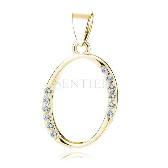 Silver (925) gold-plated pendant white zirconias - letter O