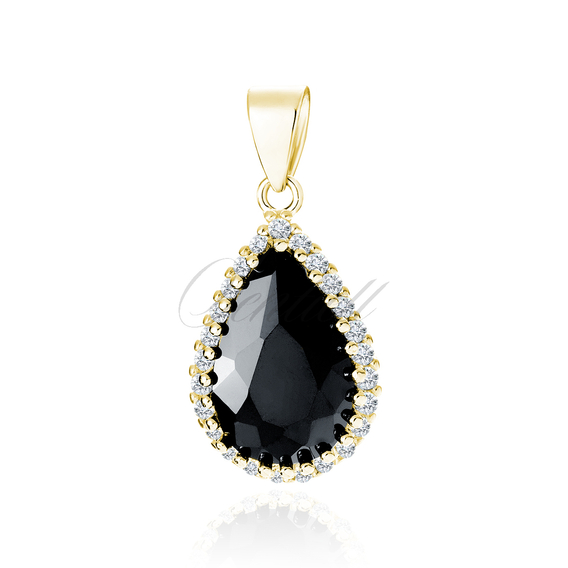 Silver (925) gold-plated pendant with black zirconia