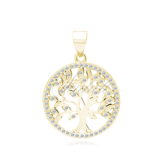 Silver (925) gold-plated pendant with white zirconias - Lucky Tree